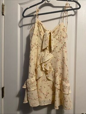 Yellow Floral Ruffle Tie-Front Sundress